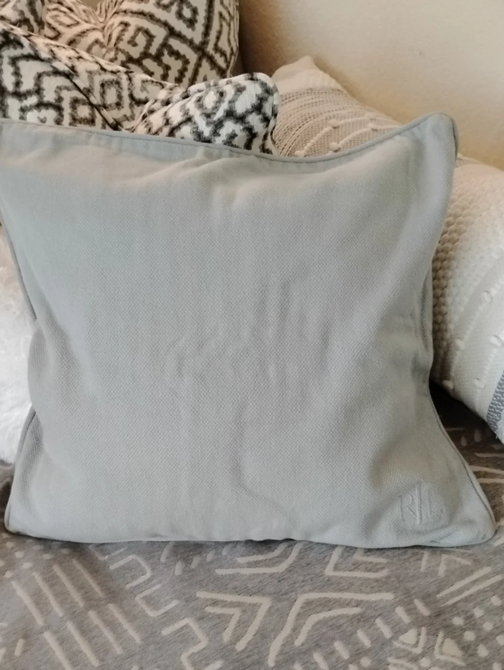 Lauren RL Neutral Gray Pillow cover -High Quality Textured Home Accent